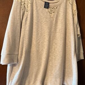 Faded Glory Women's Beige Lace Sweater 4X